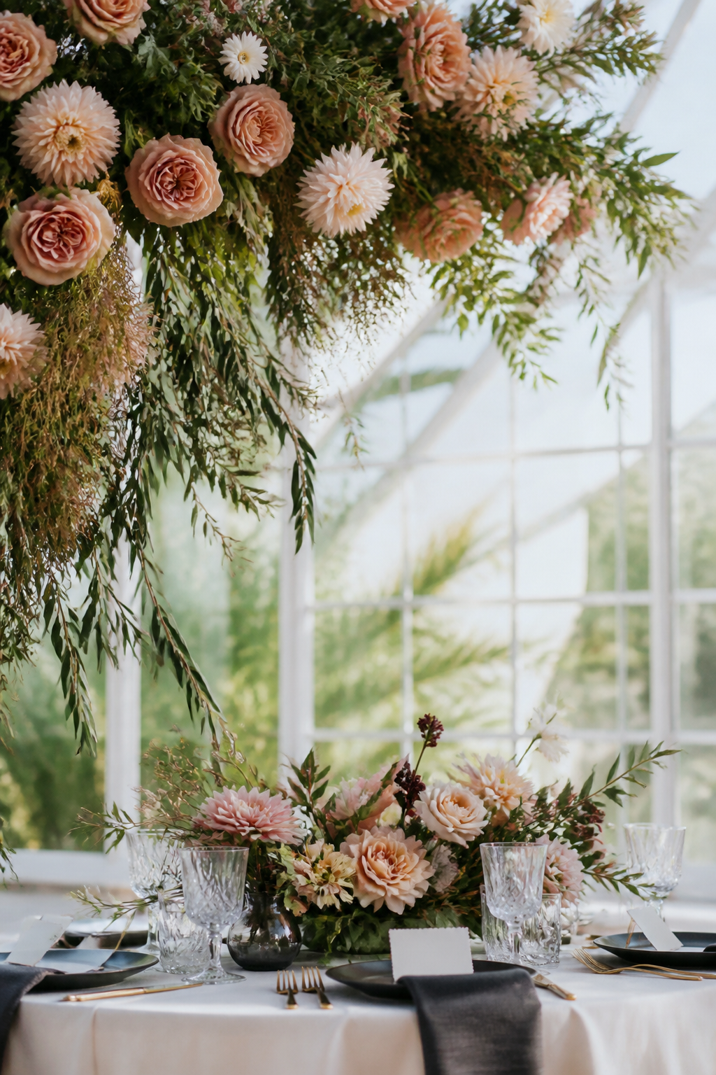 Fresh flowers and table details for a celebration